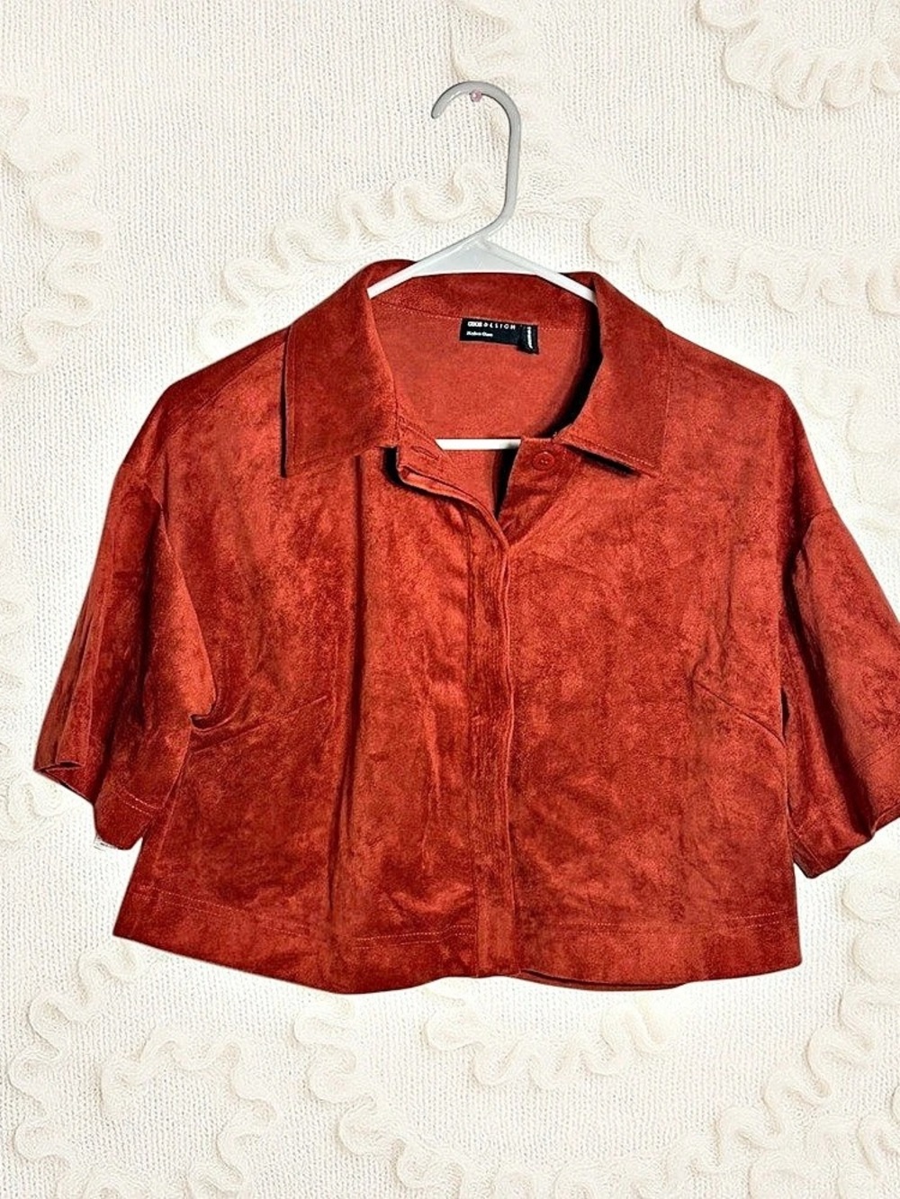 ASOS Design faux suede boxy shirt in rust